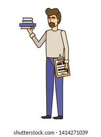 man standing with curriculum vitae