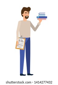 man standing with curriculum vitae