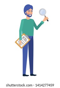 man standing with curriculum vitae