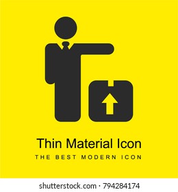 Man standing with delivery box bright yellow material minimal icon or logo design