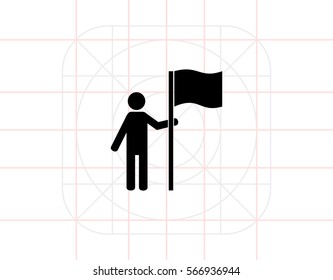 Man Standing at Destination Point Icon