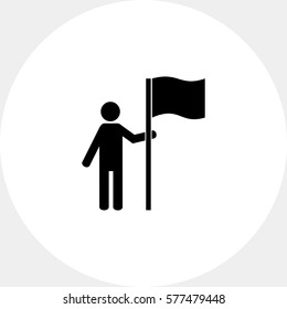Man Standing at Destination Point Icon