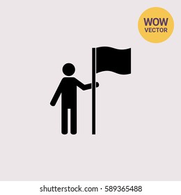 Man Standing at Destination Point Icon