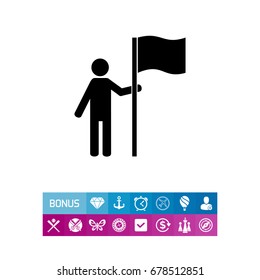 Man Standing at Destination Point Icon