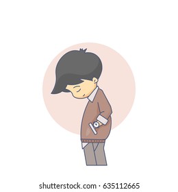 Man Standing Emotion Character Vector Illustration