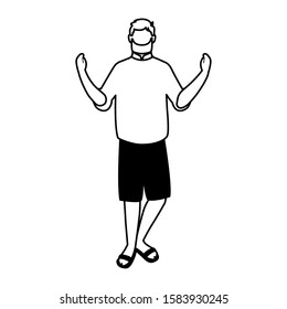 man standing faceless on white background vector illustration design