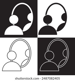 Man standing in front of a mirror icon. Vector.  isolated on black and white background. EPS 10