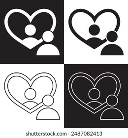 Man standing in front of a mirror icon. Vector.  isolated on black and white background. EPS 10