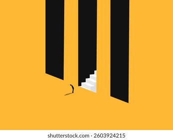 man standing in front of the stairs to the future great success 