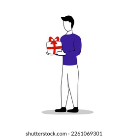 Man standing with gift box
