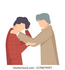 Man Standing with His Fellow Giving Him Word Support Vector Illustration