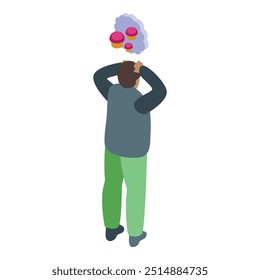 Man is standing with his hands on his head, thinking about cupcakes
