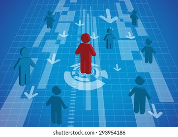 A man standing icon out from the crowd - leadership, recruitment