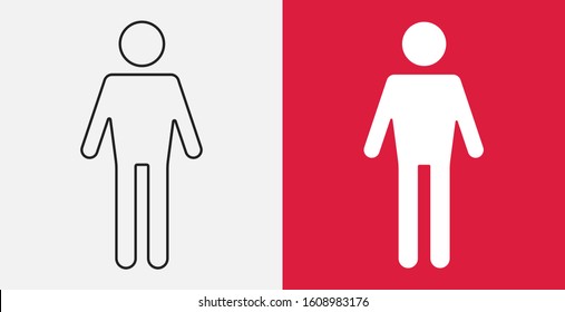 Man standing icon. Man vector icon. Gender icon. Outline and Filled icons set