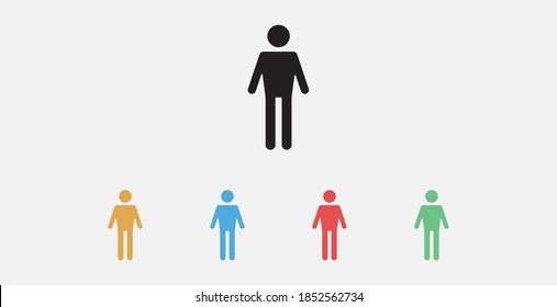 Hombre de pie icono. Icono de vector de hombre. Icono de género. Icono relleno. Conjunto de coloridos iconos de diseño plano