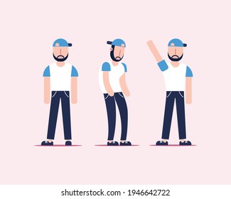 Man standing illustration vector character , three men , cool man .