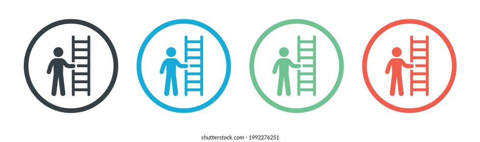 Man standing with ladder isolated icon vector illustration design