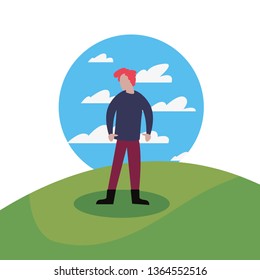 man standing in the landscape