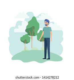 man standing in landscape avatar character