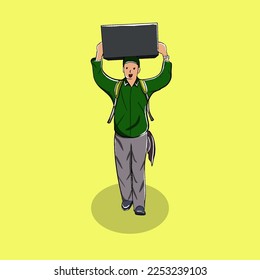 Man standing lifting things Homecoming Illustration