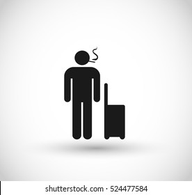 Man standing with luggage smoking vector 