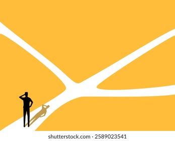 man standing making a decision at crossroads