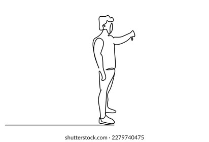 man standing making no dislike sign line art full lenght