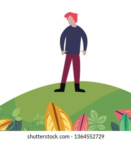 man standing in the meadow