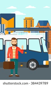 Man standing near bus.