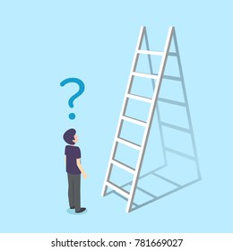 A man standing next ladder