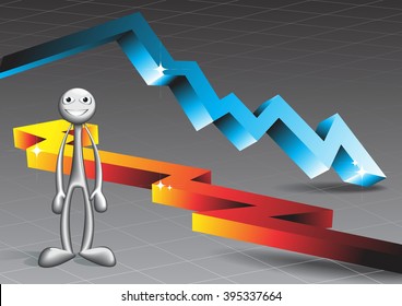 The man standing on the background of bulk arrows. Design vector illustration. - Shutterstock ID 395337664