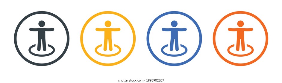 Man standing on comfort zone icon vector illustration.