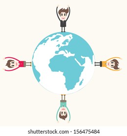 Man Standing on Earth Travel Whole World Concept,business