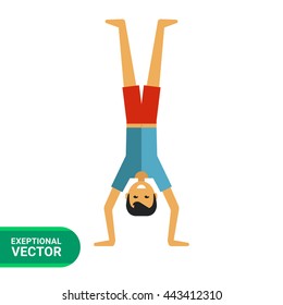 Man standing on head