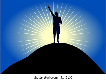 man standing on mountain