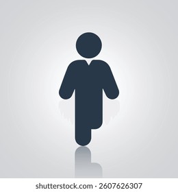 Man standing on one foot icon, balancing on one foot, with a silver background