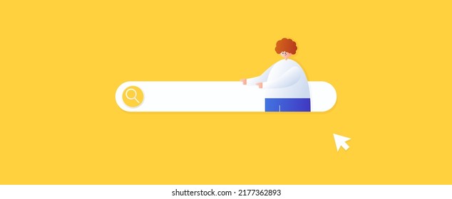 man standing  on search bar for website , cursor. Vector illustration