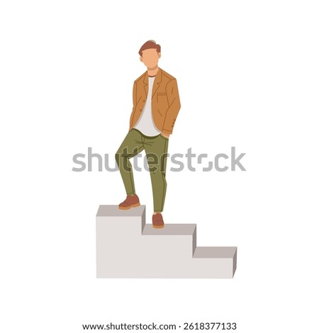 man standing on stairs isolated illustration