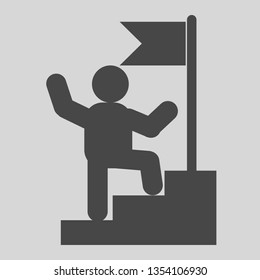  man standing on a stone cliff .Success concept.