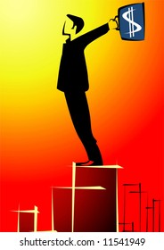 man with standing on top of a building	