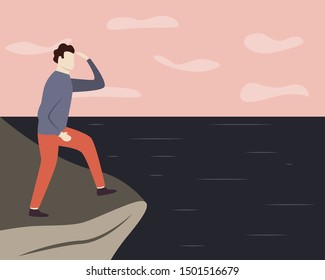 Man standing on top of a mountain