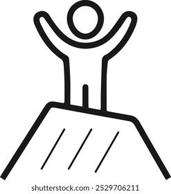Man standing on the top of Mountain. Icon. Success concept