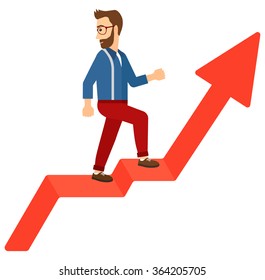 Man standing on uprising chart.