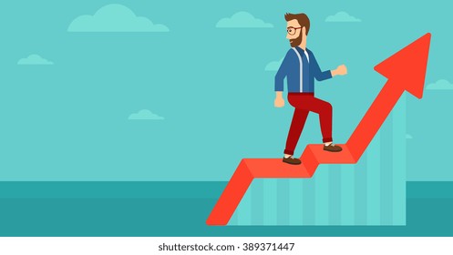Man standing on uprising chart.