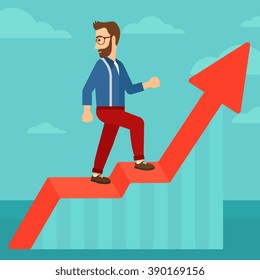 Man standing on uprising chart.