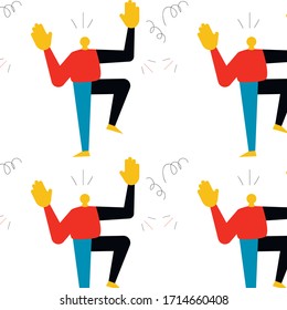 hombre de pie sobre el vector de fondo blanco patrón transparente para impresión