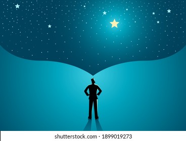 Man standing with the open space above him as a representation of his big dream