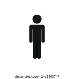 a man is standing, a pictogram, a flat vector illustration, a silhouette of a human figure