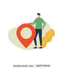 Man standing with pin location
