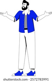 Man Standing Pose Flat Illustration